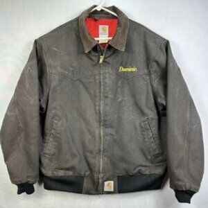 Carhartt J13 BLK‎ Santa Fe Jacket Red Lining Mens Size XLarge Full Zip Embroider